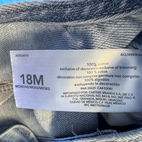 Osh Kosh B'Gosh Vestbak Denim Overalls Girls Size 18mos Pink Heart Print - Picture 8 of 9